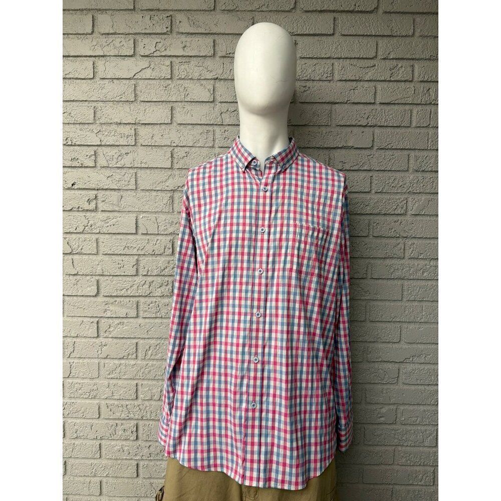 Johnston & Murphy Men’s Checkered Long Sleeve Button Down Shirt Size XL